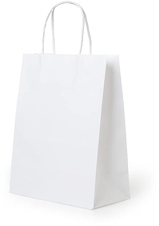 CHARMGIFTBOX 10 Stück 15 x 21 x 8 cm Weiß Papiertüten mit Henkel, Geschenktüten für Ostern, kleine süße Tüten für Kinder- und Erwachsenenpartys, Geburtstage, Hochzeiten, Babypartys