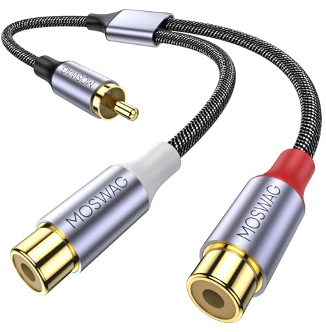 MOSWAG RCA Y Splitter - 1 Stecker auf 2 Buchse Stereo Audio Kabel - Kompatibel Mit Subwoofern, Lautsprechern, Heimkinos, HDTVs, Spielkonsolen