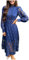 Womens Dresses Casual Floral Lace Long Sleeve Maxi Dresses Swing Beach Long Dress Ladies Loose Bohemian Floaty Vacation Dresses Turtle Neck A-Line Elegant Dresses for Evening Party Navy