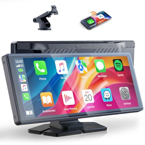 Volam 9.26 Zoll CarPlay Bildschirm,Tragbares Autoradios kompatibel mit Apple CarPlay&Android Auto,Car Play IPS Touch Screen,Carplay Display mit siri/GOO-gle,GPS Navigation,Bluetooth,Mirror Link