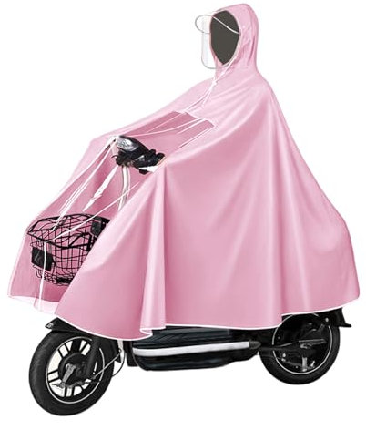 Wasserdicht Radfahren Regen Poncho, Fahrrad Compact Regen Cape, Radfahren Regen Poncho mit Kapuze, für Fahrräder, Mountainbikes, Elektrofahrräder (Rosa)
