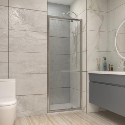 NRG 700mm Chrome Bathroom Pivot Shower Door Cubicle Enclosures 6mm Safety Glass