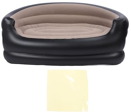 TOPINCN Divano Gonfiabile, PVC e Velluto Comodo Divano Gonfiabile Lettino Sedia Gonfiabile Portatile per Esterno per Picnic in Spiaggia (Brown)