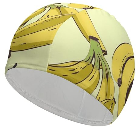 Banana Print Swim Cap Swim Cap Women Adult Swimming Cap for Women Men Swim Cap for Long Hair Swim Caps Swim Hat Waterproof Bathing Cap Best Swim Caps That Keep Hair Dry