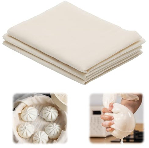 3 Pezzi Garza Alimentare, Riutilizzabili, Lavabili, in Puro Cotone Non Sbiancato, per Filtrazione Alimentare, Tofu, Marmellata, Latte di Noci (50 cm)