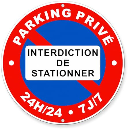 TAKULA 30cm Panneau Interdiction de Stationner - Parking Privé, Aluminium Réfléchissant, Signalétique 24H/24 Résistante aux Intempéries, Panneau Stationnement Interdit