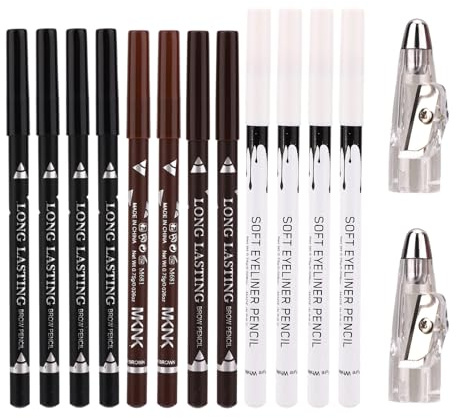 Fukaisu 12pcs Barber Pencils, Durable Hairline Outliner Pencils with 2 Sharpeners Practical Beard Shaping Tool Suitable for Women & Men (4 Colors)