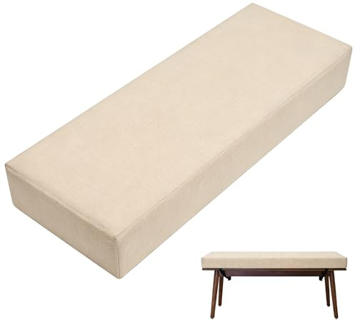 Halorin Cuscino per panchina, cuscino di ricambio, 80 x 40 x 5 cm, antiscivolo, per panca da giardino, rimovibile, per esterni, terrazza, interni (beige)