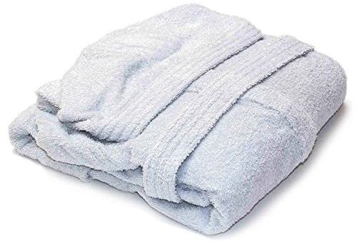 Gabel - Accappatoio con cappuccio e tasche, modello Viareggio, completamente realizzato in cotone, tinta unita, grigio chiaro, Taglia L