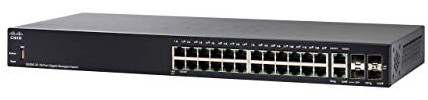Switch administrado SG350-28 de Cisco de 28 puertos Gigabit Ethernet (GbE) con 24 puertos RJ45 Gigabit Ethernet más 2 ranuras SFP, 2 combinados Gigabit Ethernet, protección limitada de por vida (SG350-28-K9-EU)