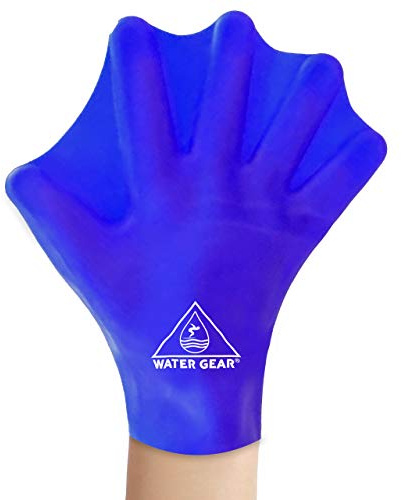 Water Gear Silicone Force Gloves - Aqua Fitness Gloves - Great for Workouts and Diving - Designed with Enhanced Grip (Blue, Small/Medium)