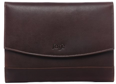 FERGÉ Aktenmappe DIN A5 echt Leder - Schreibmappe TODD M - Dokumentenmappe mit - Lederanhänger Herren und Damen braun handgefertigt