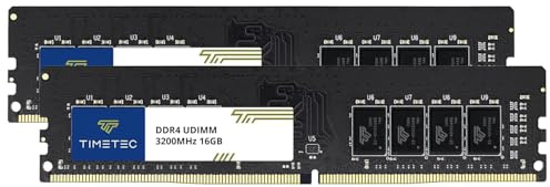 Timetec 32 GB KIT (2 x 16 GB) DDR4 3200 MHz (PC4-3200AA) PC4-25600 UDIMM Desktop-RAM – Non-ECC Unbuffered, 288 Pin, 1,2 V, CL22 DIMM-Speichermodul
