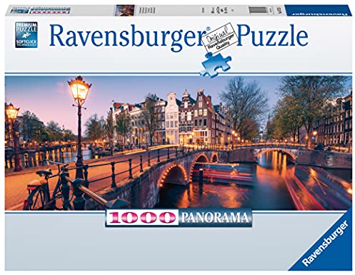 Ravensburger Puzzle 16752 - Abend in Amsterdam - 1000 Teile Puzzle für Erwachsene und Kinder ab 14 Jahren, Puzzle von Amsterdam im Panorama-Format