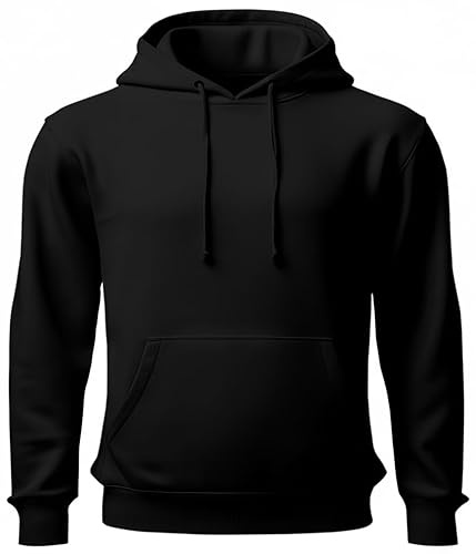 Gift Hub Black Hoodies For Men & Women UK - Unisex Plain Work Jumpers For Men and Women - Workwear Cotton Pullover Sweatshirt For Personal Use and Gifts - Large (L)