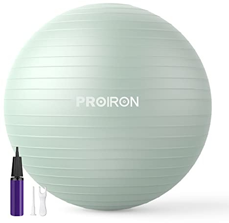 PROIRON Ballon de Gymnastique Ballon d'exercices Fitness Très épais avec mouvements de Yoga, 55CM Swiss Ball, Ballon de Gym avec Pompe Rapide, Anti-éclatement et Anti-dérapant Yoga Ball, Vert
