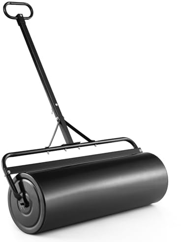 COSTWAY Lawn Roller Push/Tow Behind a Tractor Sod Drum Roller for Garden Yard Park Farm (Black)