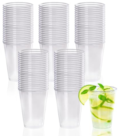 Gucass Juego de 100 Vasos de Plástico Duro Transparente, 240ml Vaso Resistentes y Reutilizables, Ideal para Bodas, Cumpleaños, Navidad, Fiestas