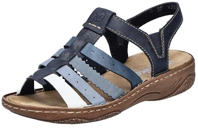 Rieker Damen V2875 Riemchensandalen, Blau, 38 EU