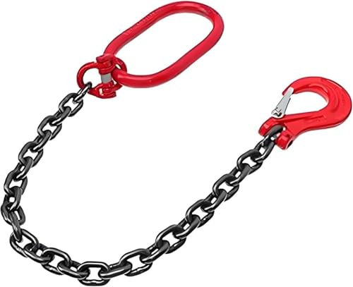 JvFbjLF Chaîne de Levage Robuste, élingue de chaîne à Crochet en Acier au manganèse G80, élingue de chaîne Industrielle à Haute résistance for grues(3 Ton)