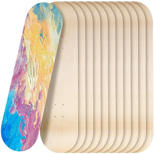 Meooeck 12 Pack Blank Skateboard Decks Bulk 7.9 x 31 Inch Natural 7 Layer Wooden Double Tail Plain Skate Decks for Replacement Art Painting Home Decor