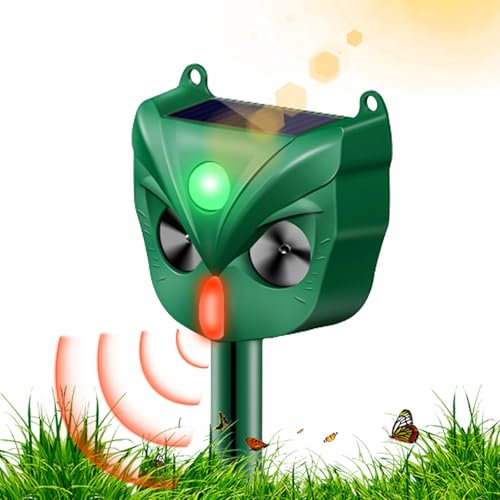 Répulsif solaire à ultrasons pour chat, étanche, avec détecteur de mouvement, flash LED, 5 plages de fréquence, répulsif à ultrasons pour taupes, chiens, oiseaux