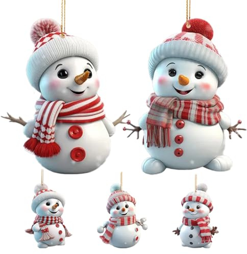 de muñeco de Nieve, Decoraciones navideñas de muñeco de Nieve acrílico 2D, 5 Piezas Bonitas Figuras de Doble Cara para Vacaciones, Interiores, hogar, Chimenea, Interior de Invierno