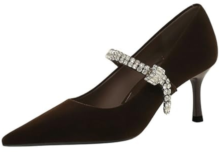 Tacones Mujer Sexy Zapatos Tacon Vestir Pitillos 10CM Stilettos con Punta Aguda para Salon de Fiesta Brillante Diamantes-Numeric_35