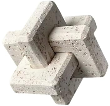 EXCHUES Knot Decor 3 Link 4.7 Inch, Resin Travertine Stone Decor