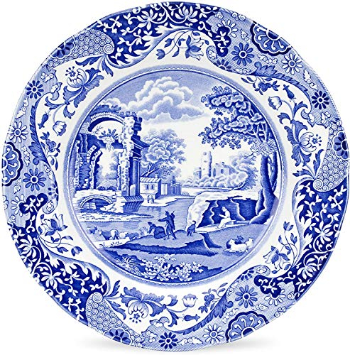 Spode BLI0100 Dinner Plates, Ceramic, Blue, White,10.5 inch Dinner Plate