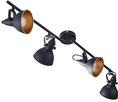Lindby Deckenlampe Schwarz Gold, Deckenstrahler Metall schwenkbar & drehbar 4 x E14 max. 40W ohne Leuchtmittel Deckenleuchte Deckenspot