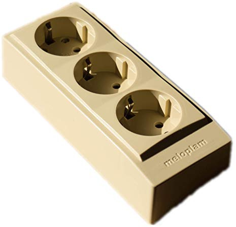 Prise de courant en saillie - En bois crème - 250 V - 16 A - Protection IP30