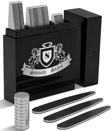 Set di 44 rinforzi magnetici in scatola divisa (5,6 cm, 6,35 cm, 6,9 cm) con 20 magneti per collari, S-L, Lega di acciaio
