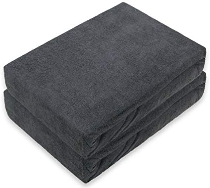 EXKLUSIV HEIMTEXTIL Doppelpack Marke Frottee Spannbettlaken 80% Baumwolle, 20% Polyester Öko - Tex Zertifiziert, Markenqualität, Matratzenhöhe bis 25 cm, Anthrazit 140 x 200 cm