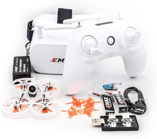 EMAX Tinyhawk II FPV Drone RTF Kit con Visuale in Prima Persona con Fotocamera Runcam Nano 2, 25-100-200 VTX Commutabile, Mini Drone con Occhiali e E6 Trasmettitore per Bambini Principianti