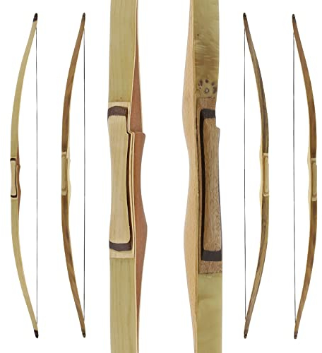 Drake Huntsman - 70 Zoll - 26-60 lbs - Hybridbogen, Verschiedene Designs - Rechtshand - Hybrid aus Langbogen & Recurvebogen (41-45 lbs, Esche)