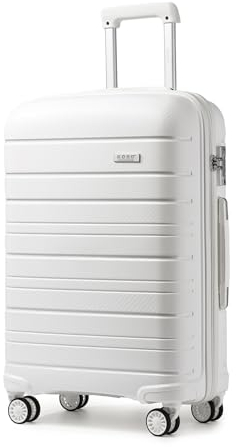 KONO 71,1 cm Leichter Hartschalenkoffer 100 l Reisegepäck mit TSA-Schlössern und 4 Spinner-Rädern (weiß, 76 x 49 x 30 cm), weiß, L(Large 28Inch), Hartschalenkoffer