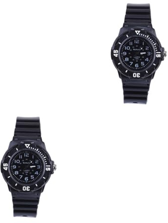 PACKOVE 2st Barnens Kvartsur Med Silikonarmband Modeklocka För Flickor Och Pojkar Hållbar Och Bekväm Present till Pojke Flicka Svart Modell