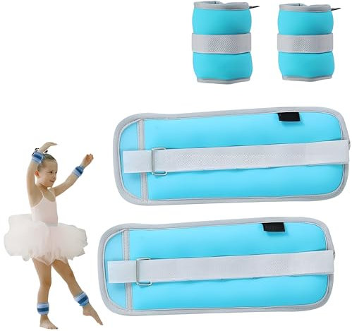 LEXICANMHS Gewichtsmanschetten 2PCS, Verstellbares Fußgelenkgewichte Set, Fuß-/Handgelenkgewicht Manschetten,Geeignet für Anfänger und Kinder Tanzen Bewegung, Gehen, Joggen,Blau (0.5, Kilogramm)