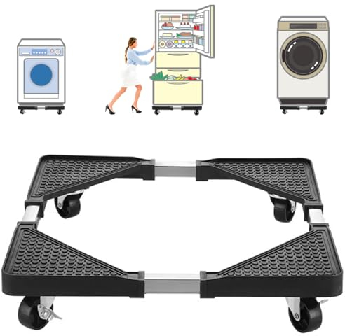 Washing Machine Stand with Wheels, Movable Fridge Stand Adjustable Washer Stand Movable Dryers Base 40-66cm for Dryers, Refrigerators, Freezers