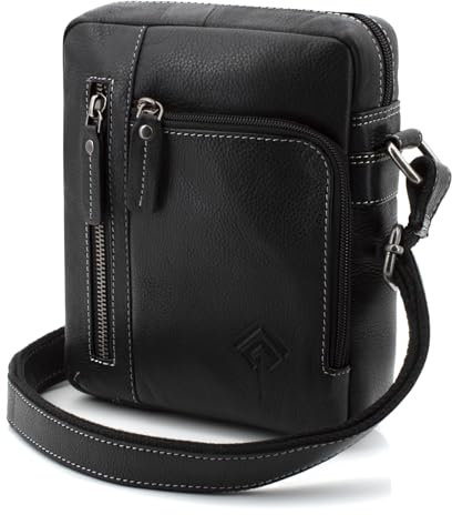 ekavale Umhängetasche Herren Klein Leder Männerhandtasche aus Echtleder Herren Crossbody Bag Leder Schultertasche für Alltag und Reisen (Schwarz)