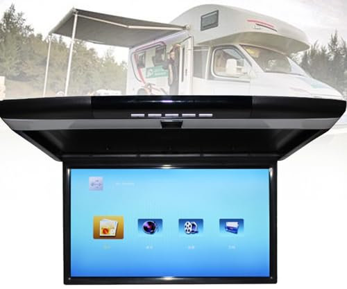 XNYXLPP Reproductor Superior para automóvil de 17,3, Monitor abatible hacia Abajo para automóvil con parlantes estéreo incorporados, Pantalla Digital HD de 1080P con luz Ambiental (Black)