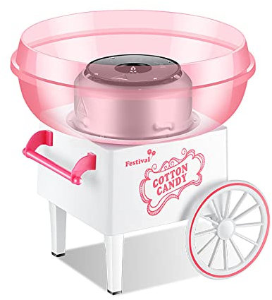 SmPinnaA Machine À Barbe À Papa Entièrement Automatique, Mini Machine À Barbe À Papa 450 W, avec Plaque Anti-Éclaboussures De Grand Diamètre De 290 Mm, Préchauffage Rapide, pour Cinéma De F