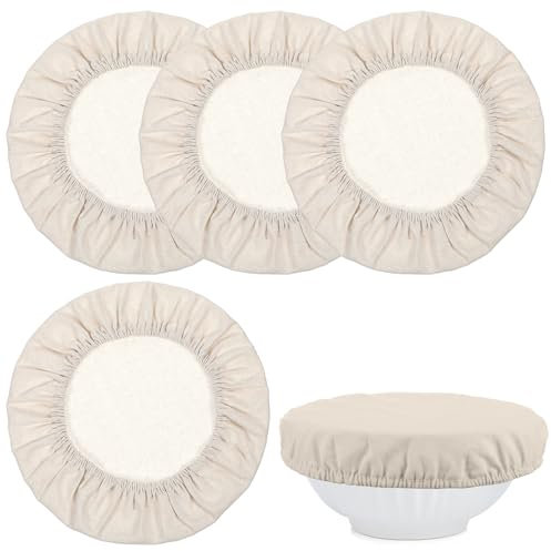 Oruola Proofing Lot de 4 housses de panier en lin ovales avec élastique pour la cuisson du pain, housse de fermentation, protection contre la poussière et la fraîcheur (25 cm)