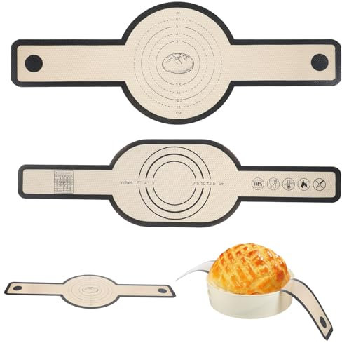 JJUNW Lot de 2 tapis de cuisson en silicone pour four néerlandais, réutilisables, avec longues poignées, tapis de cuisson pour pot à pain, pâte, four (ovale et rond)
