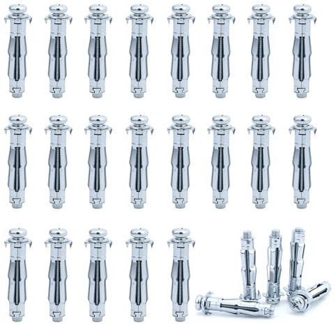 Tacos de metal galvanizado para pared hueca, M8 x 52 mm, para fijaciones en placas de yeso, 32 unidades