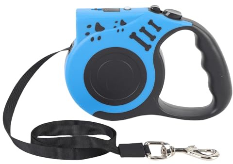 Una Correa para Perros Retráctil, Todo en con Linterna LED, Correa para Perros Retráctil Anti Pull con Gancho Reforzado, Cable a Prueba de Masticación, Cinta Reflectante, sin Enredos