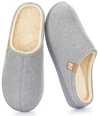 RockDove Pantuflas de Fieltro para Mujer, Forro Polar Acogedor Y Suela de Agarre Interior, Gris Claro, 38/39 EU