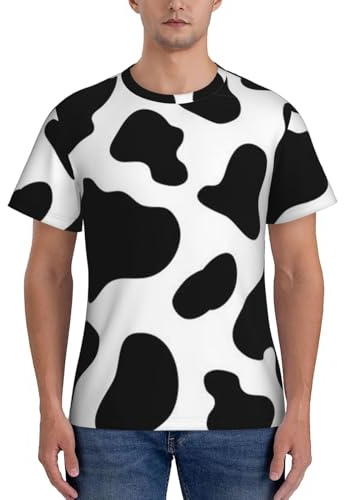 Cow Spot herr t-shirt sommar rund hals smal passform kortärmad