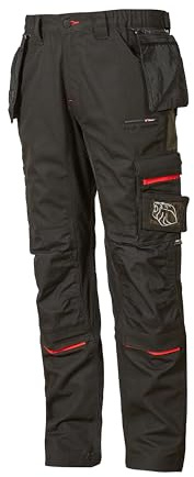U-Power RACE, pantalón de trabajo para hombre, pantalón cargo con cintura elástica, con bolsillos para rodilleras, multibolsillos, tela cómoda, ropa exterior resistente y duradera - Black Carbon 44